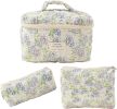 Cosmetic Bags for Women(3 pcs) Cute Floral Makeup Bag, Organizer Storage Make Up Bag,Travel Toiletry bags,Handbags Purses